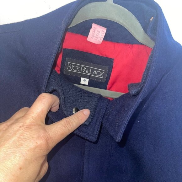 Rick Pallack Mens Field Jacket Size 46 Blue Wool Blend Button Front Closure - Picture 12 of 16